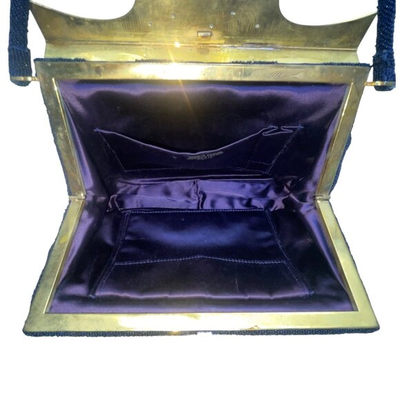 Marguerite Fressé Women’s Black Beaded Gold-Tone Floral Clasp Clutch Bag - Picture 8 of 13